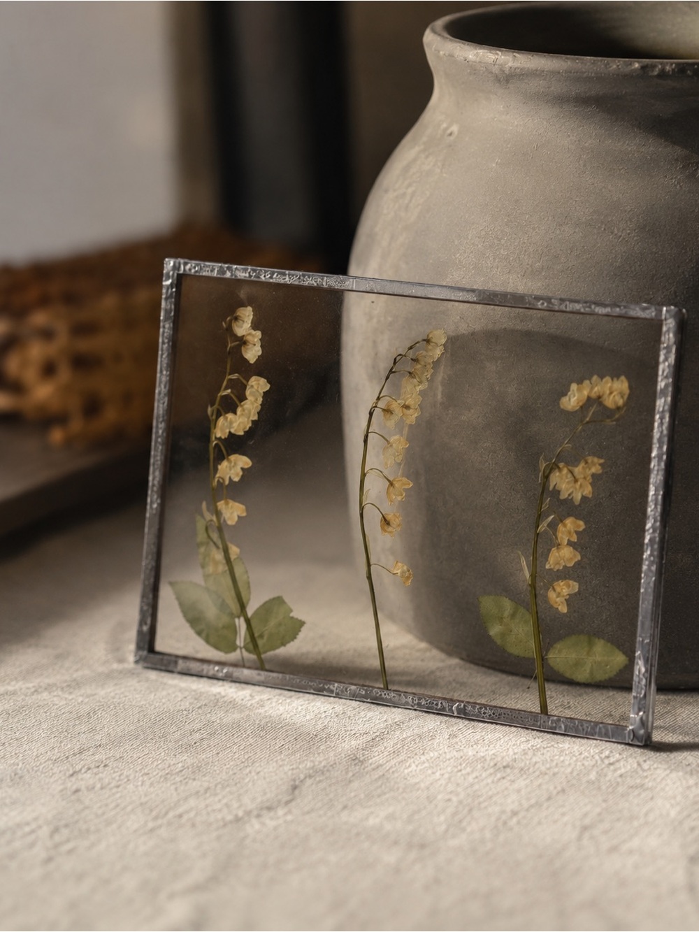 Pressed Lily of the Valley Glass Frame | Minimalist Botanical Decor